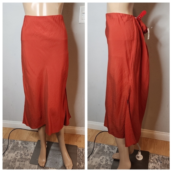 NWT Madewell Orange Clay Layton Pull On Midi Slip Skirt Size 12 - Picture 3 of 15